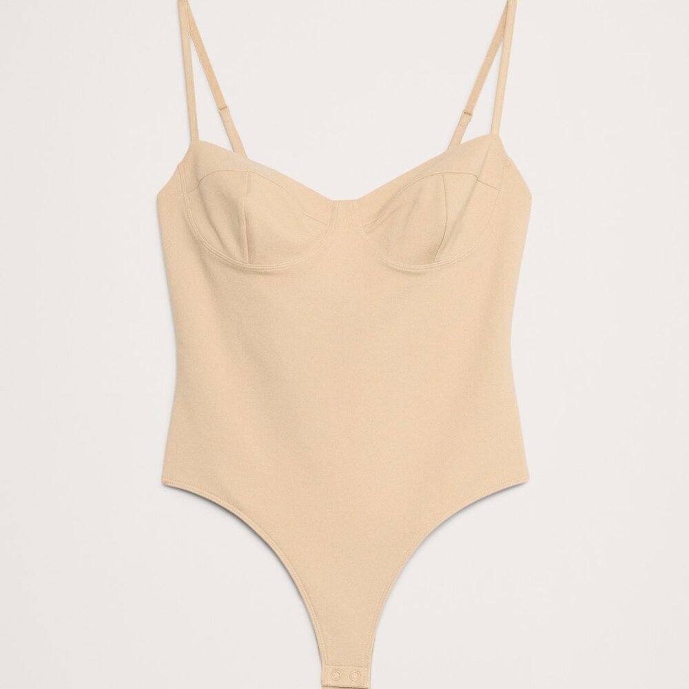 NWT Banana Republic Processo Nude/Beige Bustier Tank Ponte Knit Bodysuit Top XXL